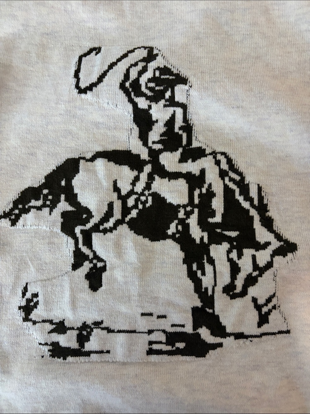 Heathered Cream Roping Cowboy Crew Sweater Size XL Western Horses Rodeo - Picture 5 of 7